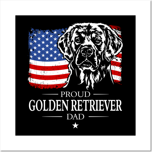 Golden Retriever Dad American Flag patriotic dog Wall Art by wilsigns